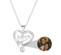 MMXX Collier Personnalisé Photo avec Projection D'image à l'intérieur pour Femmes Cadeaux Photo Personnalisés Commémoratifs D'amour pour Maman Épouse Petite Amie Fille Amies - G1