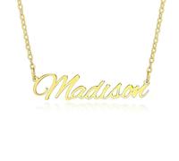 MMXX Collier Prénom Personnalisé Pendentif avec Pierre de Naissance Collier Porte-Nom Plaqué Or pour Femmes Argent/Or Rose Cadeau de Bijoux pour Fille -A1