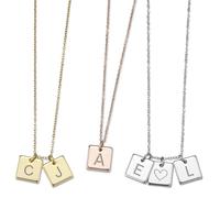 MMXX Colliers Personnalisé avec Prénom/Initiale pour Femme Collier avec Lettre Rondes/Carrées/Barres et Pierres de Naissance Cadeaux pour Maman Grand-mère Épouse Amie Anniversaire -B1