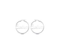MMXX Grandes Créoles Personnalisées pour Femme Boucles D'oreilles Cercle/Carte D'Afrique avec Prénom Argent/Or Créoles Acier Inoxydable Cadeaux pour Anniversaire Femme Petite Amie - B1