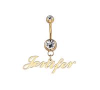 MMXX Piercing Nombril Personnalisée pour Femmes Nom Personnalisé Piercing Nombril Initiales avec Pierre de Naissance en Forme de Coeur Cadeau pour D'Anniversaire Saint Valentin Noël - A2: Or