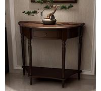 MMXYNXYD Console Meuble Demi-Lune avec Tiroir, Table D'entrée en Bois Massif avec étagère Rangement, Traditionnel de Style Antique pour Salon, Couloir(Brown,80x35x80cm/31x14x31in)