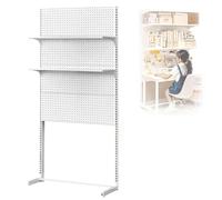 MMXYNXYD Étagère sur Pied en Pegboard, Panneau Perforé, étagère de Garage en Métal, Présentation au Sol, Accessoires de Bureau Debout pour la Maison et Le Bureau(165 * 122cm/65 * 48in)