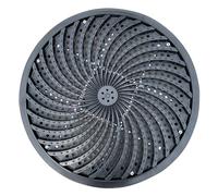 MMXYNXYD Grille Caniveau Ronde en PE avec Cadre, Caniveau Exterieur pour Jardin, Pelouse, Parc, Espace Vert, Système Anti-Obstruction à Turbine