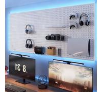 MMXYNXYD Panneau Perforé Mural, Pegboard D'organisation Muraux avec 10 Crochets pour Salle D'esport, Garage, Atelier, Cuisine, Établi ou Débarras, 60 x 40 cm(White)