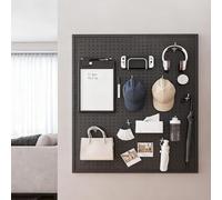 MMXYNXYD Pegboard en Métal, Panneau Perforé Mural avec 10 Crochets, Porte Outils Mural pour Murs, Garage, Établi, Abri de Jardin, Cuisine, Atelier(Black,100 * 80cm/39 * 31in)