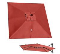 MMXYNXYD Toile de Parasol Déporté Carrée de Remplacement, 8 Baleines, avec Bouton Poussoir, Protection UV - pour Jardin, Terrasse, Marché(Red,2.5mx2.5m/8.2ftx2.5ft)