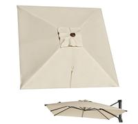 MMXYNXYD Toile de Parasol Déporté Carrée de Remplacement, 8 Baleines, avec Bouton Poussoir, Protection UV - pour Jardin, Terrasse, Marché(White,2.5mx2.5m/8.2ftx2.5ft)