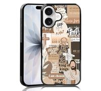 MMYAJT Coque de téléphone chrétienne avec dictons religieux classiques pour iPhone 17 - TPU marron, esthétique, croix, dieu Jésus, cadeau pour garçon, fille, homme, femme