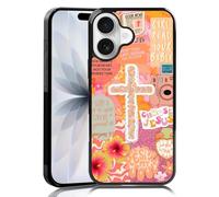 MMYAJT Coque de téléphone chrétienne avec dictons religieux classiques pour iPhone 17 - TPU orange, esthétique, croix, dieu Jésus, cadeau pour garçon, fille, homme, femme