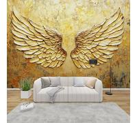 MMYAOKEN Papier Peint Panoramique Ailes d'ange 300x210 cm - Décoration Murale Ailes Or - Tapisserie Murales Papier Peint Intissé pour Chambre Salon - Moderne Poster Tableaux Photo Muraux