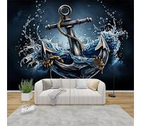 MMYAOKEN Papier Peint Panoramique Ancre 200x140 cm - Décoration Murale Nautique Maritime - Tapisserie Murales Papier Peint Intissé pour Chambre Salon - Moderne Poster Tableaux Photo Muraux
