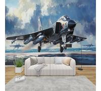 MMYAOKEN Papier Peint Panoramique Avion de Chasse 450x315 cm - Décoration Murale Avion Militaire Ado - Tapisserie Murales Papier Peint Intissé pour Chambre Salon - Poster Tableaux Photo Muraux