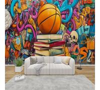 MMYAOKEN Papier Peint Panoramique Basketball Ado 300x210 cm - Décoration Murale Street Art Graffiti - Tapisserie Murales Papier Peint Intissé pour Chambre Salon - Poster Tableaux Photo Muraux