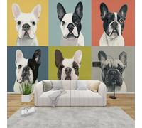 MMYAOKEN Papier Peint Panoramique Bouledogue Français 400x280 cm - Décoration Murale Chien - Tapisserie Murales Papier Peint Intissé pour Chambre Salon - Poster Tableaux Photo Muraux