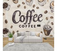 MMYAOKEN Papier Peint Panoramique Café 350x256 cm - Décoration Murale Cuisine Café - Tapisserie Murales Papier Peint Intissé pour Chambre Salon - Moderne Poster Tableaux Photo Muraux
