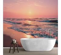 MMYAOKEN Papier Peint Panoramique Coucher de Soleil Plage 200x140 cm - Décoration Murale Paysage Marin - Tapisserie Murales Papier Peint Intissé pour Chambre Salon - Poster Tableaux Photo Muraux