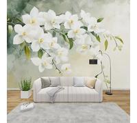 MMYAOKEN Papier Peint Panoramique Fleurs 400x280 cm - Décoration Murale Floral Vert - Tapisserie Murales Papier Peint Intissé pour Chambre Salon - Poster Tableaux Photo Muraux