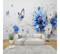 MMYAOKEN Papier Peint Panoramique Fleurs 400x280 cm - Décoration Murale Papillon Fleuri - Tapisserie Murales Papier Peint Intissé pour Chambre Salon - Moderne Poster Tableaux Photo Muraux