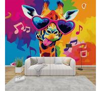 MMYAOKEN Papier Peint Panoramique Girafe 200x140 cm - Décoration Murale Musique Animaux Drôles - Tapisserie Murales Papier Peint Intissé pour Chambre Salon - Moderne Poster Tableaux Photo Muraux