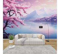 MMYAOKEN Papier Peint Panoramique Japonais 250x175 cm - Décoration Murale Mont Fuji Fleur de Cerisier - Tapisserie Murales Papier Peint Intissé pour Chambre Salon - Poster Tableaux Photo Muraux
