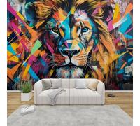 MMYAOKEN Papier Peint Panoramique Lion 250x175 cm - Décoration Murale Coloré Graffiti Ado - Tapisserie Murales Papier Peint Intissé pour Chambre Salon - Poster Tableaux Photo Muraux