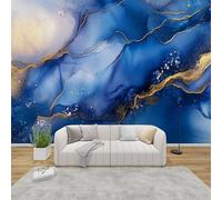 MMYAOKEN Papier Peint Panoramique Marbre Bleu 400x280 cm - Décoration Murale Abstrait Moderne - Tapisserie Murales Papier Peint Intissé pour Chambre Salon - Poster Tableaux Photo Muraux