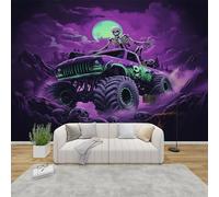 MMYAOKEN Papier Peint Panoramique Monster Truck 150x105 cm - Décoration Murale Halloween Squelette - Tapisserie Murales Papier Peint Intissé pour Chambre Salon - Poster Tableaux Photo Muraux