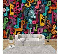 MMYAOKEN Papier Peint Panoramique Musique 300x210 cm - Décoration Murale Notes de Musique Colorées - Tapisserie Murales Papier Peint Intissé pour Chambre Salon - Poster Tableaux Photo Muraux