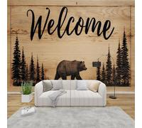 MMYAOKEN Papier Peint Panoramique Ours 350x256 cm - Décoration Murale Rustique Animaux de la Forêt - Tapisserie Murales Papier Peint Intissé pour Chambre Salon - Poster Tableaux Photo Muraux