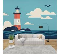 MMYAOKEN Papier Peint Panoramique Phare 250x175 cm - Décoration Murale Nautique Maritime - Tapisserie Murales Papier Peint Intissé pour Chambre Salon - Moderne Poster Tableaux Photo Muraux
