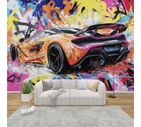 MMYAOKEN Papier Peint Panoramique Voiture de Sport 250x175 cm - Décoration Murale Graffiti Garcon Ado - Tapisserie Murales Papier Peint Intissé pour Chambre Salon - Poster Tableaux Photo Muraux