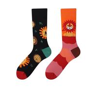 Mmyzao Chaussettes amusantes unisexes 35-46 - Motifs asymétriques gauche et droite - Motifs variés dans les domaines des animaux, de la nourriture, du sport et de l'art, Soleil-lion, 35-46
