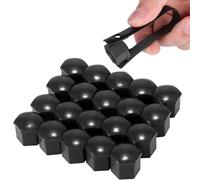MNAAZVSOL pour Jaguar F-Pace F-Type Coupe I-Pace XE XF XJ XK E-Pace XEL XFL Cache Écrou de Roue, 20 Pièces Capuchon de Boulon de Roue avec Outil de Retrait, Protection Anti-Rouille Noir Brillant