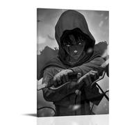 MNABSO Attack on Titan Anime Role Levi Ackerman Black & White Fan Art mural impression photo moderne décoration chambre familiale 08 x 12 pouces (20 x 30 cm)