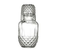 Mnaocz Ensemble Carafe à Eau et Verre de Chevet, Carafe de Nuit de Chevet, Pichet à Eau en Verre Vintage avec Tasse, Carafe de Bain de Bouche en Verre épais pour Salle de Bain, Pichet à Eau(#1)