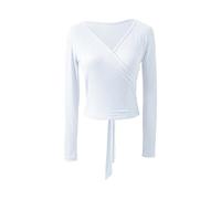 MNBFC Cache Coeur Danse Classique Fille Femmes Filles Ballet Justaucorps Manteau Wrap Hauts à Manches Longues Ballet Danse Gymnastique Ensemble Chandails à Lacets échauffement Cardigan(Ivory,M)