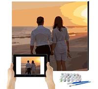 mnbhj Peinture par Numéros Personnalisée DIY Peinture à l'huile pour Animaux et Portraits， pour Peinture de Dessin et Pinceaux Cadeaux de Bricolage Faites Votre Propre Photo（40 * 50CM，36 Couleurs）