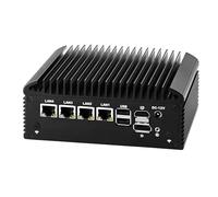MNBOXCONET Fanless Mini PC N305 Firewall Appliance Industrial Micro Bureau, 4 x 2.5Gbit LAN + 2 RS232 COM, 32GB RAM 1TB NVME SSD, 6USB, Router/Home Server Computer Hardware, HD DP Dual Dispaly