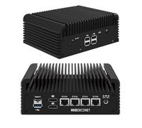 MNBOXCONET Fanless Mini PC N95 Firewall Appliance, 4 x 2.5Gbe LAN, Barebone 16GB Ram 1TB SSD, Router/Home Computer Hardware Office, SD SIM Card Slot, 5USB, Triple Display
