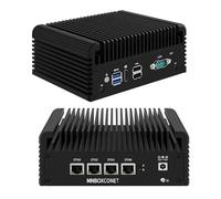 MNBOXCONET Firewall Hardware Industrie Mini PC Fanless J4125, Micro PC Application Router Embedded Computer, Barebone NO RAM NO SSD, 4 x i211 LAN, RS232 COM, Auto Power on