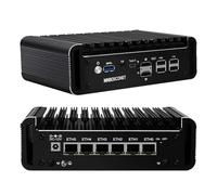 MNBOXCONET Firewall Mini PC Appliance N100, Small Fanless Ordinateur de Bureau 6 x 2.5GbE I226-V LAN, DDR5 8GB RAM 128GB SSD, Windows 11 Pro, Micro Router OPNsense, Type-C, TF Slot, HD