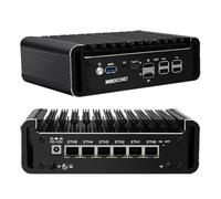 MNBOXCONET Mini PC Firewall Hardware N300, Micro Fanless Appliance Computer 6 x 2.5GbE I226-V LAN, DDR5 32GB RAM 512GB SSD,HD DP 4K for Businesses Cybersecurity, Support OPNsense Win, TF USB-C Slot