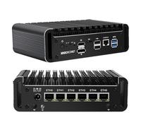 MNBOXCONET Mini PC Firewall sans Ventilateur J6413 Micro Application Computer Hardware, 6 x 2.5 GbE LAN, DDR4 8GB RAM 128GB SSD, 7 Pin SATA3.0, HD DP Display, Sim Slot, Console AES-NI