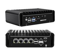 MNBOXCONET Mini PC N150 Firewall Fanless, DDR5 16GB RAM 128GB SSD Micro Desktop Computer 4 x 2.5GbE i226V LAN, 2 x SATA3.0 Quad Display Hardware Appliance Type-C, 2HD, DP, Windows 11 Pro