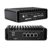 MNBOXCONET Mini PC sans Ventilateur J6413 Firewall, Micro Ordinateur Matériel, 4 x LAN 2,5 GbE, DDR4 16GB RAM 128GB NVMe SSD, 2 SATA 3.0, 2 HDMI 1.4, TF, Type-C, OPNsense, AES-NI