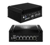 MNBOXCONET N150 Mini PC Firewall Fanless (up to 3.6GHz), 6 x 2.5GbE I226-V LAN Micro Appliance Hardware Computer DDR5 Barebone, Windows, OPNsense, Type C, Triple Display, AES-NI