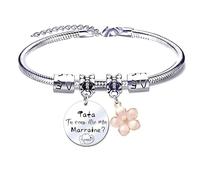 MNBVBV Bracelet Annonce Grossesse Tata - Veux-Tu Être Ma Marraine - Cadeau Original pour Baptême et Anniv.