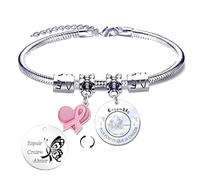 MNBVBV Bracelet Charme Octobre Rose« Ensemble Contre Le Cancer Du Sein », Espoir Croire Aimer, Cadeau Sensibilisation, Soutien Femme, Cadeau Octobre Rose