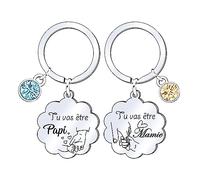 MNBVBV Cadeau annonce grossesse papi et mamie Porte-clés 2 Pièces Porte-clés Cadeaux Noël cadeau futur grand parent papy annonce grossesse originale grand parent mamie papi naissance surprise (3)